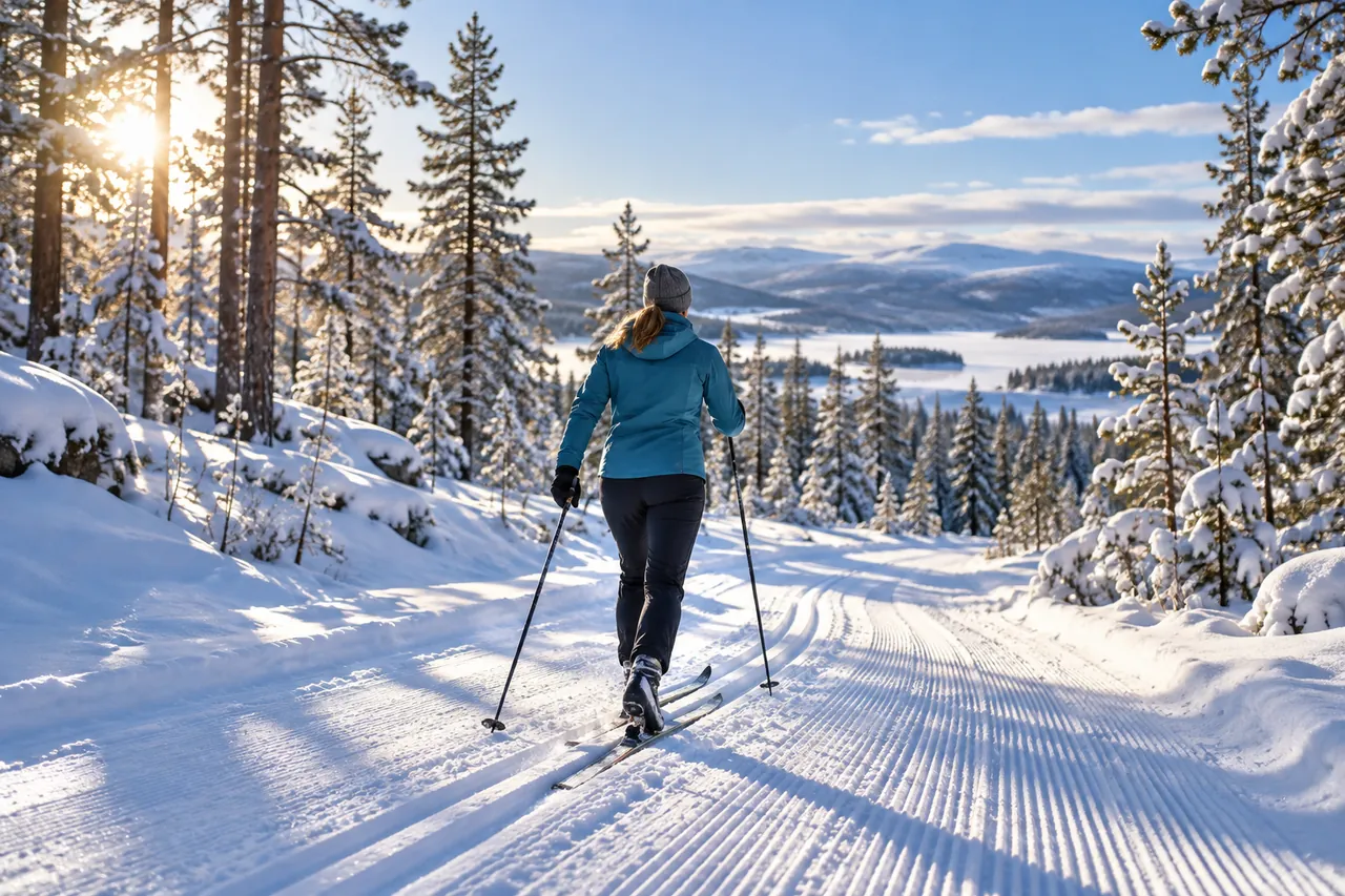 Langrennsløper i et norsk vinterlandskap
