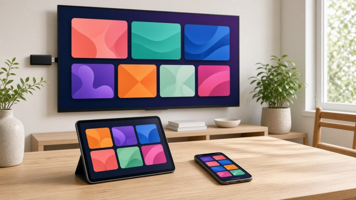 Smart-TV, strømmepinne, nettbrett og mobil klare for IPTV-installasjon