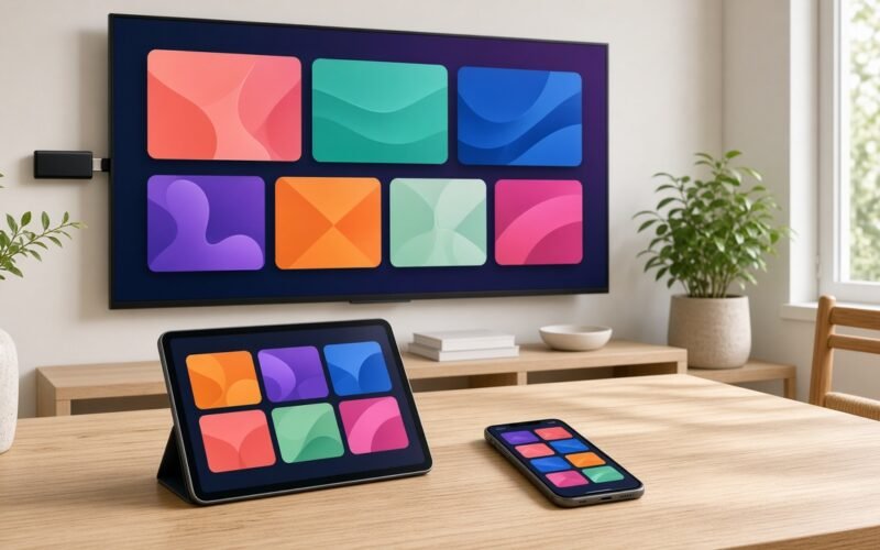 Smart-TV, strømmepinne, nettbrett og mobil klare for IPTV-installasjon
